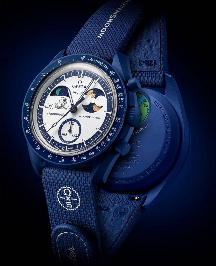 Luxury Moonphase Chronograph Men’s Watch – Blue Case with Black Leather Strap